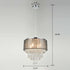Modern Drum Black Sheer 4-Light Island Chrome Chandelier Crystal